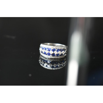 Sky Jewelry Серебряное кольцо с камнями  Лондон-Топаз и Белый Топаз