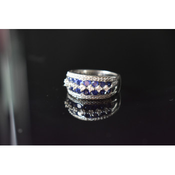 Sky Jewelry Серебряное кольцо с камнями  Лондон-Топаз и Белый Топаз