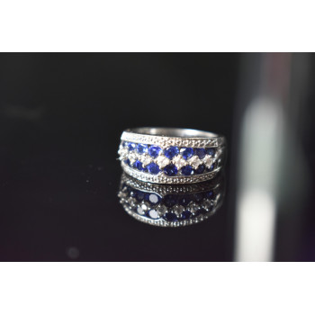 Sky Jewelry Серебряное кольцо с камнями  Лондон-Топаз и Белый Топаз