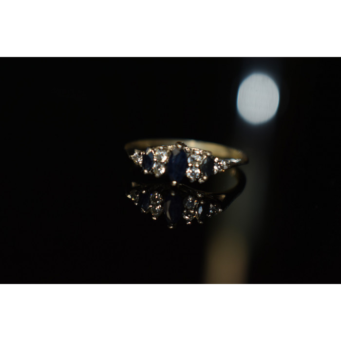 Sky Jewelry Серебряное кольцо 925 проба с Сапфиром и Фианитами