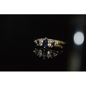 Sky Jewelry Серебряное кольцо 925 проба с Сапфиром и Фианитами