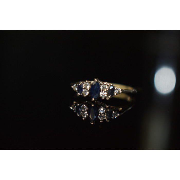 Sky Jewelry Серебряное кольцо 925 проба с Сапфиром и Фианитами