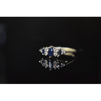 Sky Jewelry Серебряное кольцо 925 проба с Сапфиром и Фианитами