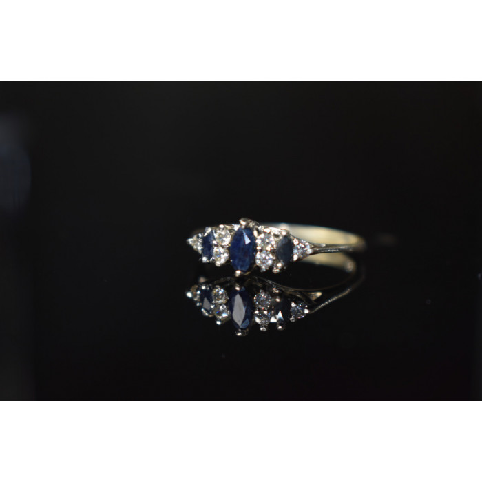 Sky Jewelry Серебряное кольцо 925 проба с Сапфиром и Фианитами