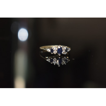 Sky Jewelry Серебряное кольцо 925 проба с Сапфиром и Фианитами