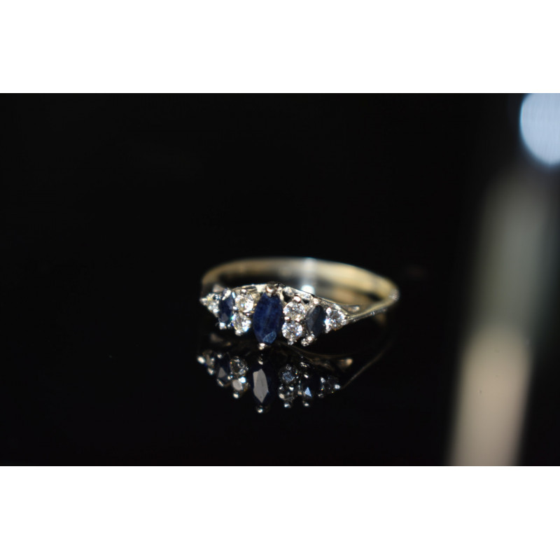 Sky Jewelry Серебряное кольцо 925 проба с Сапфиром и Фианитами