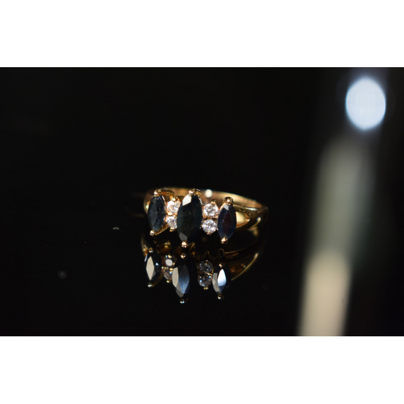 Sky Jewelry Серебряное кольцо в позолоте 925 проба с Сапфиром и Фианитами