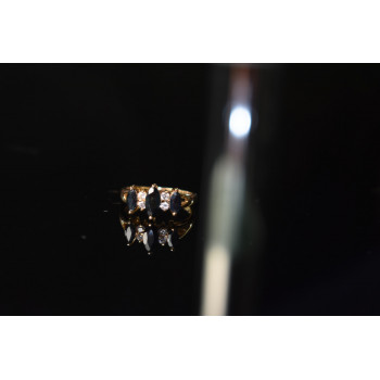 Sky Jewelry Серебряное кольцо в позолоте 925 проба с Сапфиром и Фианитами