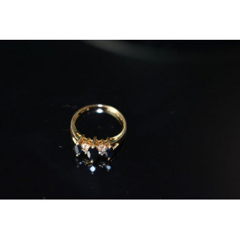 Sky Jewelry Серебряное кольцо в позолоте 925 проба с Сапфиром и Фианитами