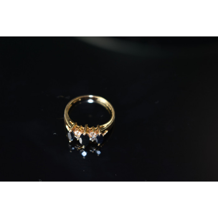 Sky Jewelry Серебряное кольцо в позолоте 925 проба с Сапфиром и Фианитами