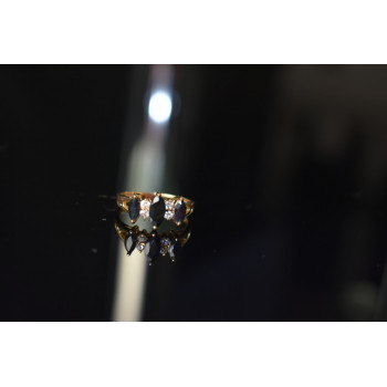 Sky Jewelry Серебряное кольцо в позолоте 925 проба с Сапфиром и Фианитами