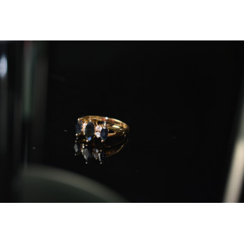 Sky Jewelry Серебряное кольцо в позолоте 925 проба с Сапфиром и Фианитами