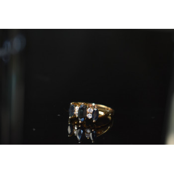 Sky Jewelry Серебряное кольцо в позолоте 925 проба с Сапфиром и Фианитами