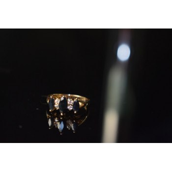 Sky Jewelry Серебряное кольцо в позолоте 925 проба с Сапфиром и Фианитами