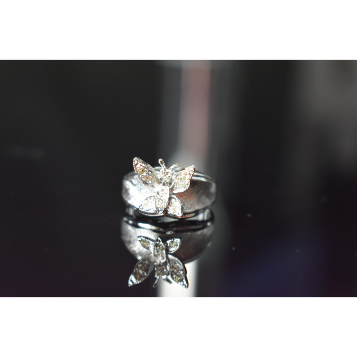 Sky Jewelry Серебряное Кольцо с Фианитами  *Бабочка*