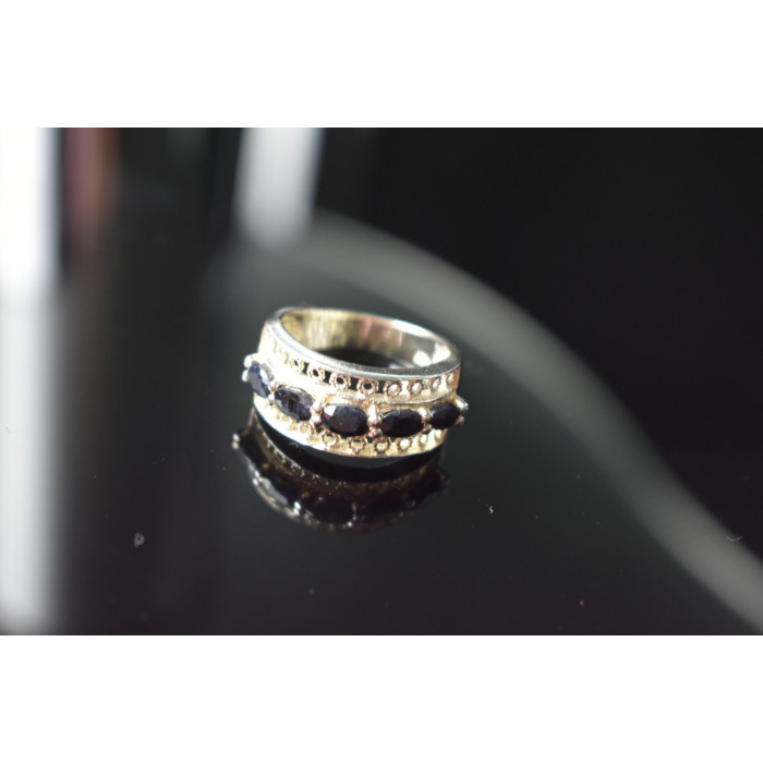 Sky Jewelry Серебряное кольцо 925 проба с Сапфирами *Ажур*