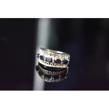 Sky Jewelry Серебряное кольцо 925 проба с Сапфирами *Ажур*