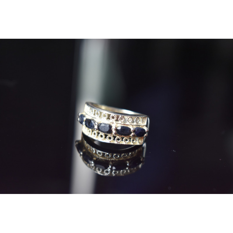 Sky Jewelry Серебряное кольцо 925 проба с Сапфирами *Ажур*