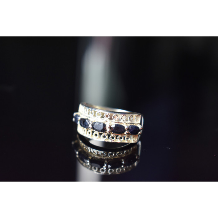 Sky Jewelry Серебряное кольцо 925 проба с Сапфирами *Ажур*