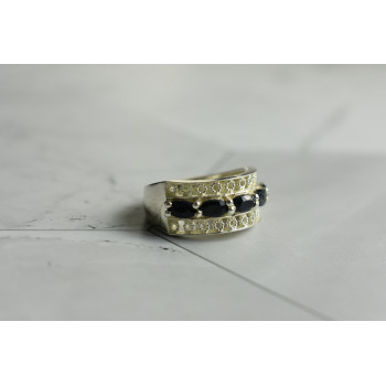 Sky Jewelry Серебряное кольцо 925 проба с Сапфирами *Ажур*