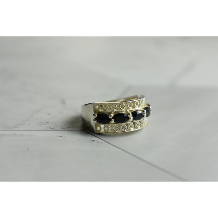 Sky Jewelry Серебряное кольцо 925 проба с Сапфирами *Ажур*