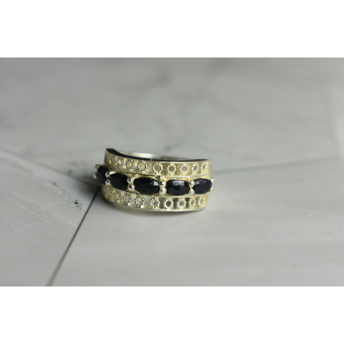 Sky Jewelry Серебряное кольцо 925 проба с Сапфирами *Ажур*