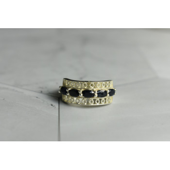 Sky Jewelry Серебряное кольцо 925 проба с Сапфирами *Ажур*