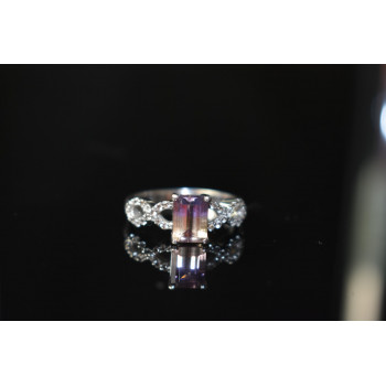 Sky Jewelry Серебряное кольцо 925 пробы с Турмалином  и Фианитами