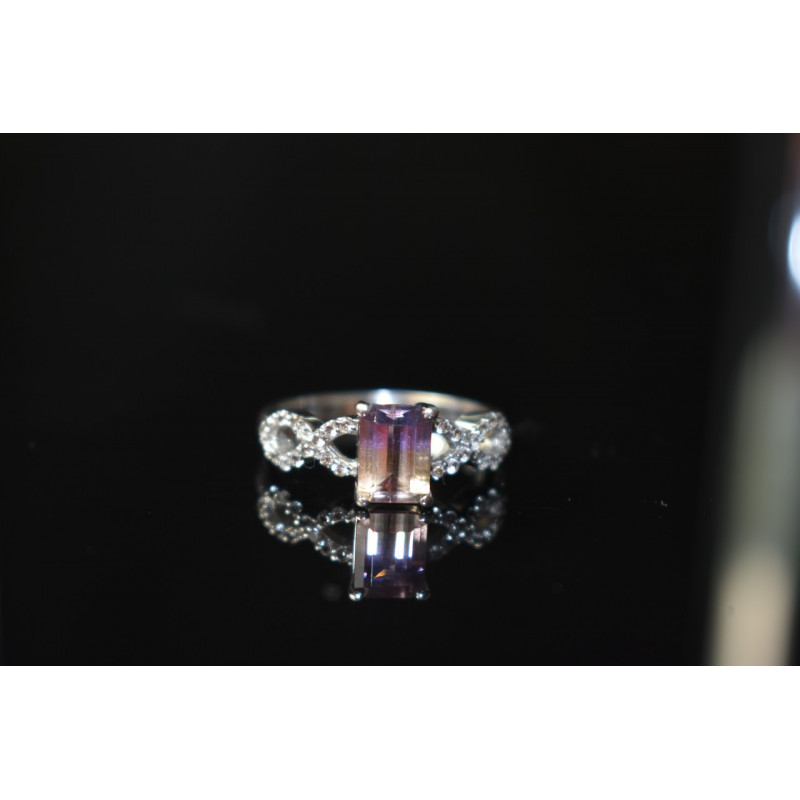 Sky Jewelry Серебряное кольцо 925 пробы с Турмалином  и Фианитами