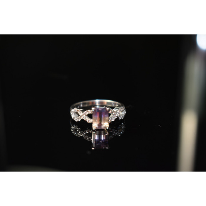 Sky Jewelry Серебряное кольцо 925 пробы с Турмалином  и Фианитами