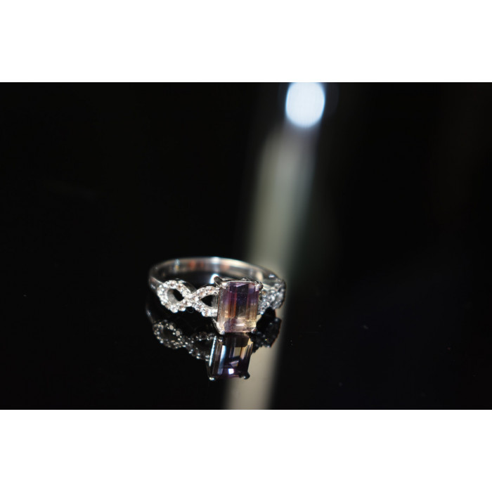 Sky Jewelry Серебряное кольцо 925 пробы с Турмалином  и Фианитами