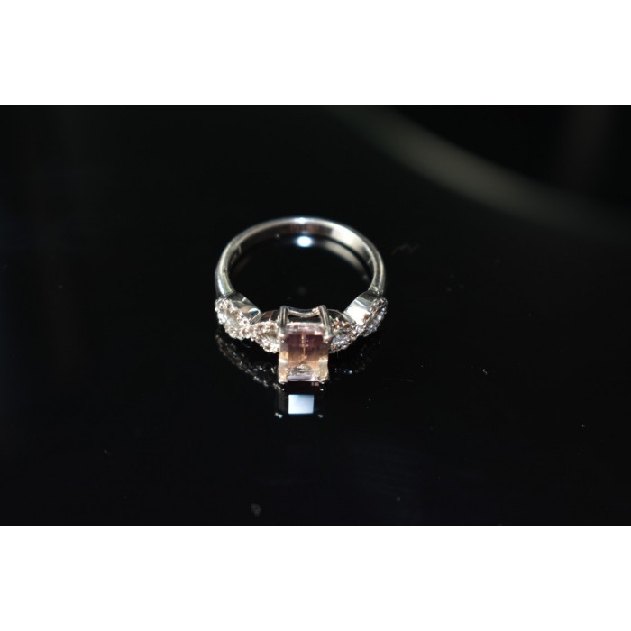 Sky Jewelry Серебряное кольцо 925 пробы с Турмалином  и Фианитами