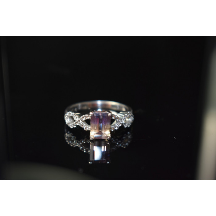 Sky Jewelry Серебряное кольцо 925 пробы с Турмалином  и Фианитами