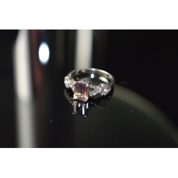 Sky Jewelry Серебряное кольцо 925 пробы с Турмалином  и Фианитами