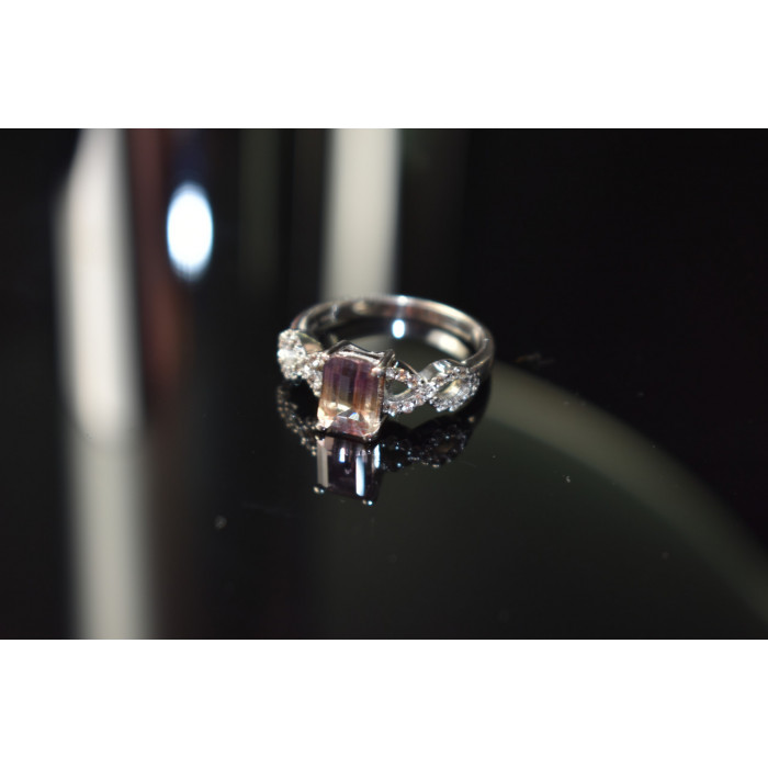 Sky Jewelry Серебряное кольцо 925 пробы с Турмалином  и Фианитами