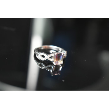 Sky Jewelry Серебряное кольцо 925 пробы с Турмалином  и Фианитами