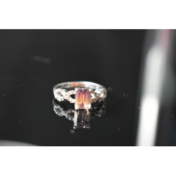 Sky Jewelry Серебряное кольцо 925 пробы с Турмалином  и Фианитами