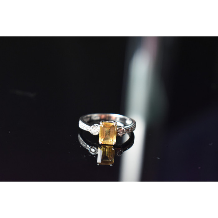 Sky Jewelry Серебряное кольцо с Цитрином и Фианитами  925 проба