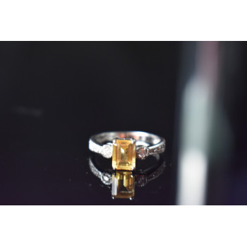 Sky Jewelry Серебряное кольцо с Цитрином и Фианитами  925 проба