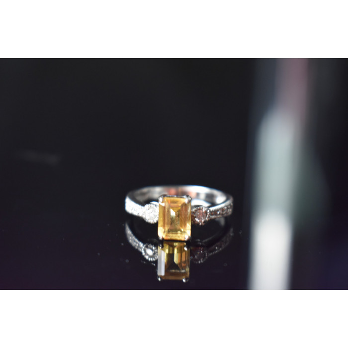 Sky Jewelry Серебряное кольцо с Цитрином и Фианитами  925 проба