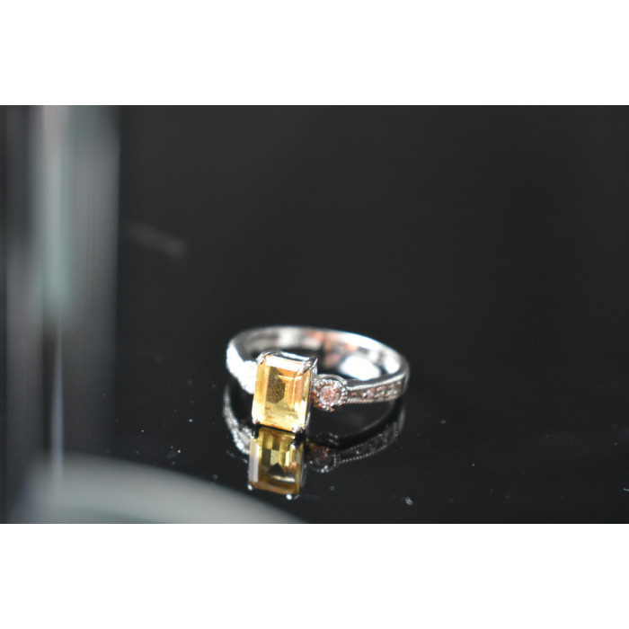 Sky Jewelry Серебряное кольцо с Цитрином и Фианитами  925 проба