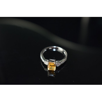 Sky Jewelry Серебряное кольцо с Цитрином и Фианитами  925 проба