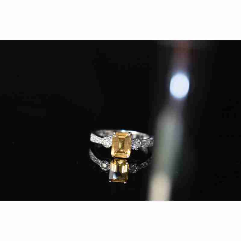 Sky Jewelry Серебряное кольцо с Цитрином и Фианитами  925 проба