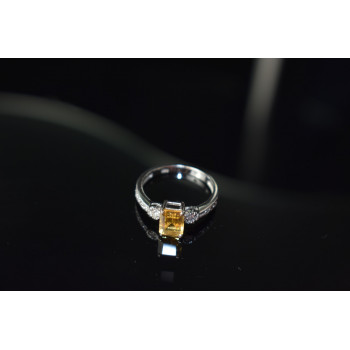 Sky Jewelry Серебряное кольцо с Цитрином и Фианитами  925 проба