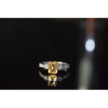 Sky Jewelry Серебряное кольцо с Цитрином и Фианитами  925 проба