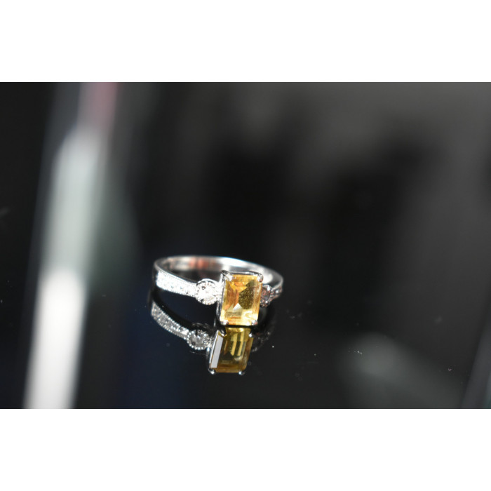 Sky Jewelry Серебряное кольцо с Цитрином и Фианитами  925 проба