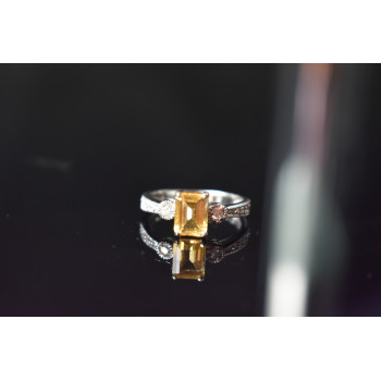 Sky Jewelry Серебряное кольцо с Цитрином и Фианитами  925 проба