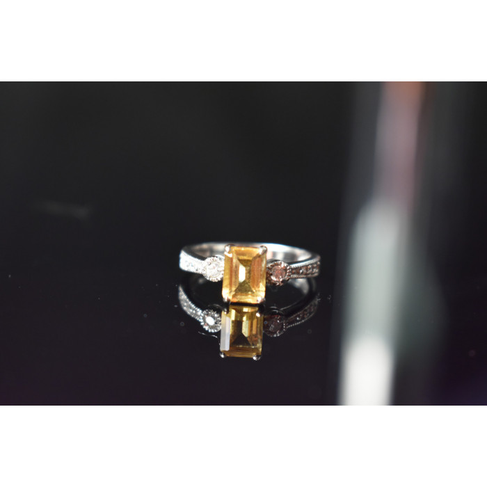 Sky Jewelry Серебряное кольцо с Цитрином и Фианитами  925 проба