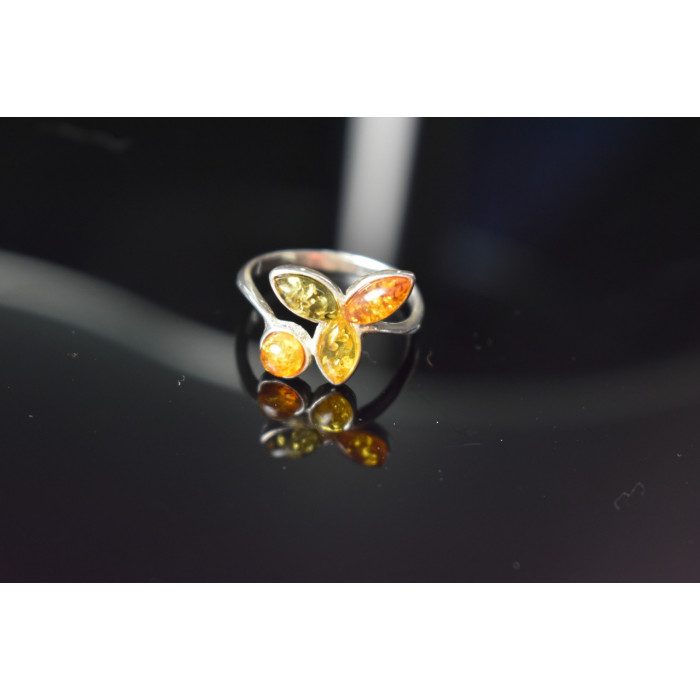 Sky Jewelry Серебряное кольцо 925 проба с Янтарем