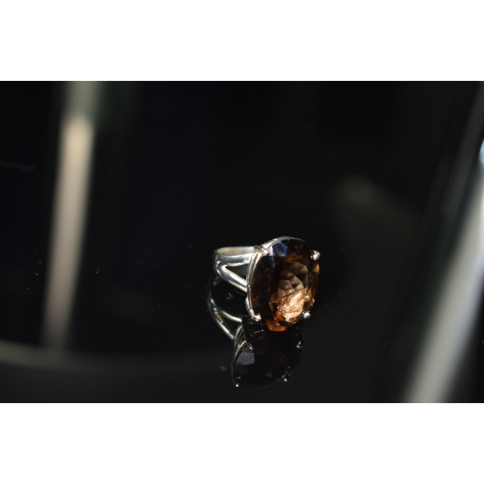 Sky Jewelry Серебряное кольцо с камнем Гессонит 925 проба